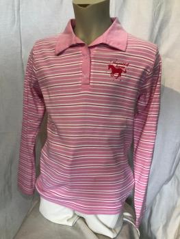 S & P Kinder Langarm-Shirt rosa gestreift mit Pferdemotiv