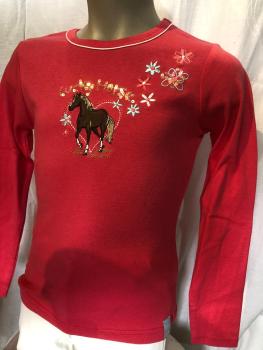 S & P Kinder Langarm-Shirt Pink Gr. 140 mit Pferdemotiv