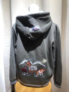 Preview: HKM Sweatjacke Little Sister Olive mit Pferdestickerei Gr. 140