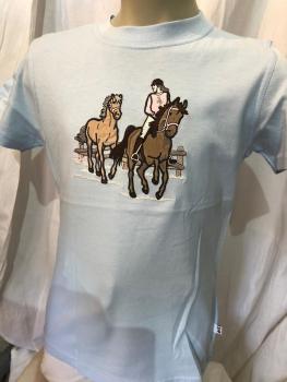 S & P Kinder Kurzarm-Shirt Rosa und hellblau mit Pferdemotiv