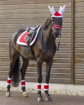 HKM Weihnachts Renntiergeweih Rot mit weißem Rand UNI