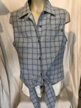 Jeantex Damen Kurzarm-Bluse Kariert zum Binden