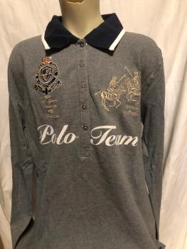 HV Polo Poloshirt Langarm Ilze Gr. XL Grau Melage