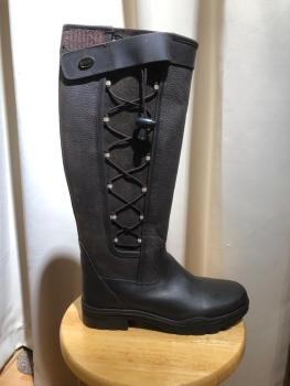 HKM Winterreitstiefel Fettleder mit seitlicher Schnürrung Braun Gr. 40