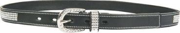 HKM Gürtel schwarz mit Strass 75-85 cm