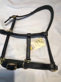 HKM Lederhalfter Soft schwarz grün unterlegt Pony