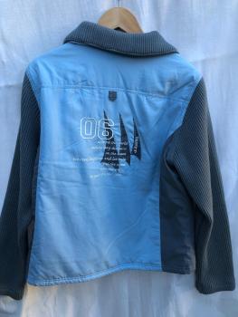 Preview: JX Reitjacke Lilly hellblau mit grauen Strickärmeln Gr. XL