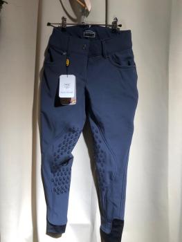 HKM Wintersoftshell Reithose Lauria Garelli dunkelblau Silikon-3/4Besatz Gr. 18