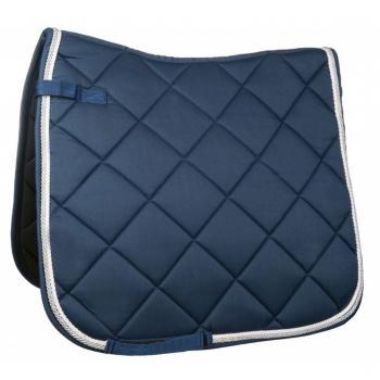 HKM Schabracke Dressur Dunkelblau 2fach Kordel weiß/silber Pony