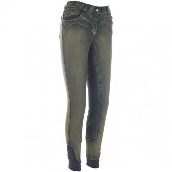 HKM Reithose Astrid Jeans Silikonbesatz Olivegrün Gr. 38, 40 und 42