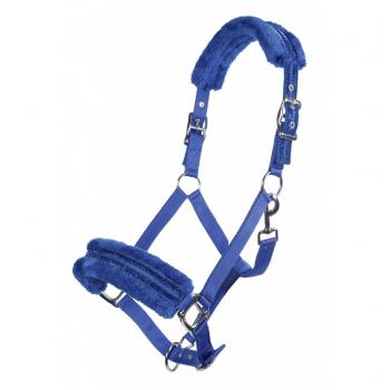 HKM Nylonhalfter -Glitter- mit Polarfleece Polsterung Kornblau Pony
