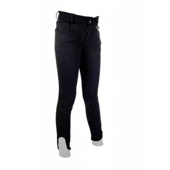 HKM Reithose -Kids Easy- Silikon-Kniebesatz Mittelblau Gr. 146
