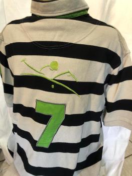 Preview: Equitheme Herren Poloshirt Stripe grau/schwarz gestreift Gr. L