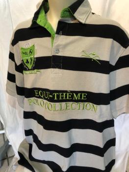 Equitheme Herren Poloshirt Stripe grau/schwarz gestreift Gr. L