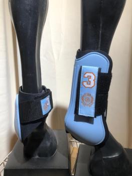 Preview: HV Polo Gamaschen und Streichkappen  4er Set Warmblut  helblau und Lemon