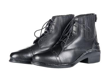 HKM Lederjodhpurstiefelette mit Reisverschluss und Schnürrsenkel -Profi- schwarz