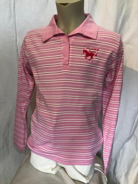 S & P Kinder Langarm-Shirt rosa gestreift mit Pferdemotiv