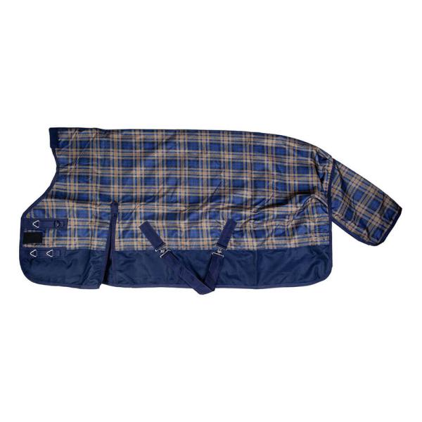 HKM Weidedecke Lethbridge  600D mit Fleecefutter Blau Karo 125 cm