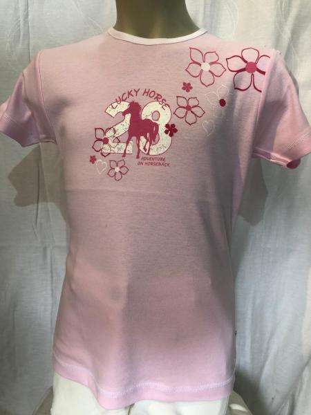 S & P Kinder Kurzarm-Shirt weiß oder rosa mit Pferdemotiv