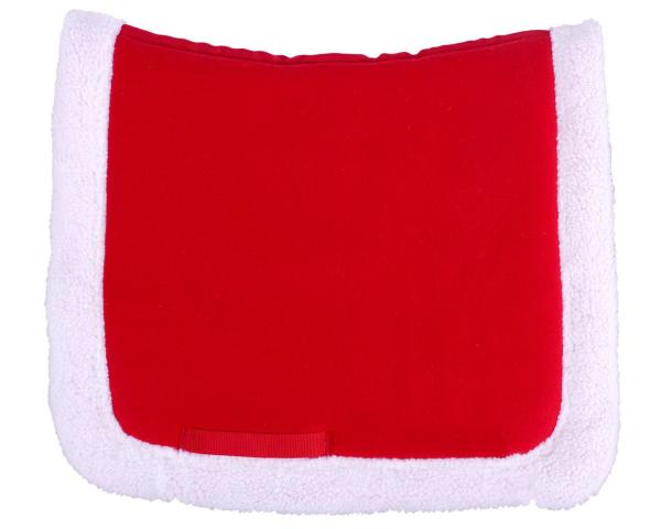 HKM Weihnachtsschabracke UNI Rot mit weißem Fellrand