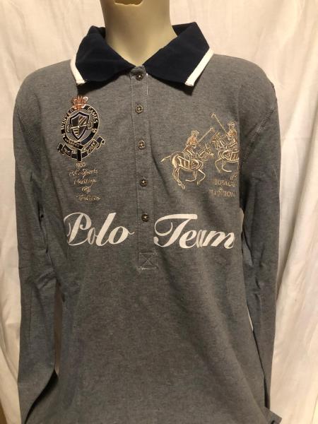 HV Polo Poloshirt Langarm Ilze Gr. XL Grau Melage