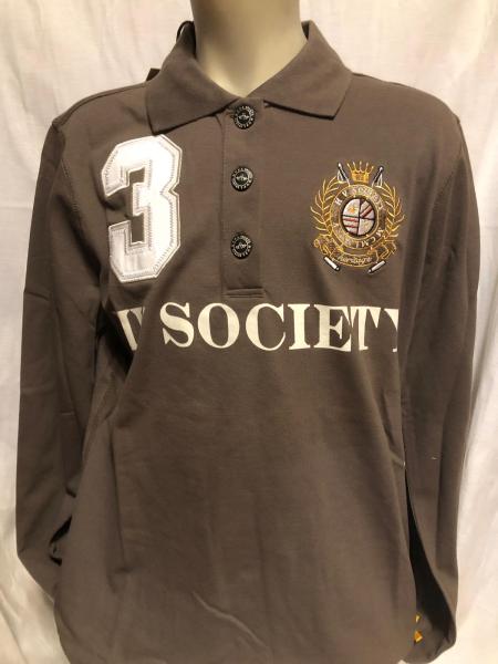 HV Polo Poloshirt Langarm Saline Gr. L Dark Taupe