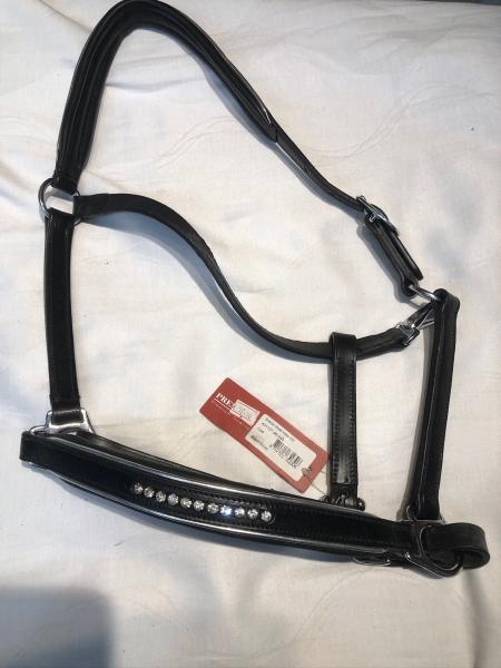 BR Lederhalfter "Schwedisch" schwarz/silber Cob