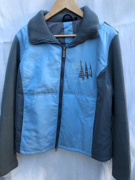 JX Reitjacke Lilly hellblau mit grauen Strickärmeln Gr. XL