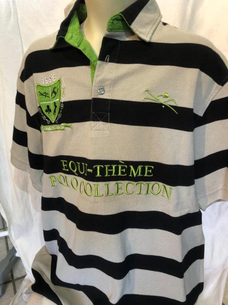 Equitheme Herren Poloshirt Stripe grau/schwarz gestreift Gr. L