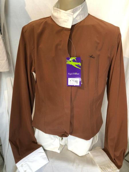 Equitheme Turnierbluse braun Langarm Gr. S