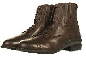 HKM Lederjodhpurstiefelette mit Reisverschluss und Schnürrsenkel -Profi- schwarz