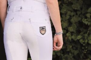 HKM Reithose Miss Blink Weiß 1/1 Alos Besatz  Kinder